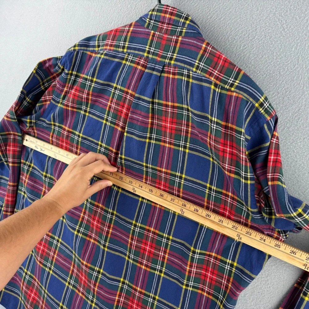 Vintage Polo Ralph Lauren Shirt Mens Large 80s Flannel Button Down Plaid USA